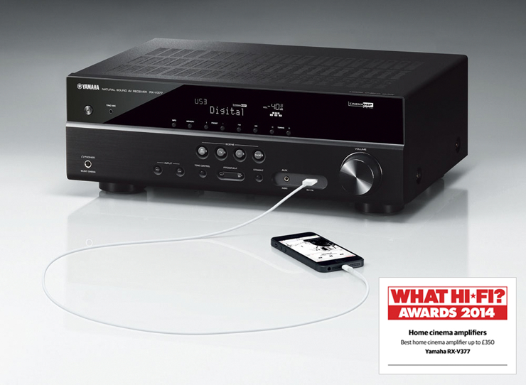 环球3605.1声道家庭影院收音扩音机RX-V377 荣获2014年度What Hi-Fi?五星评价大奖